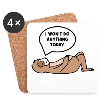 Relax Sloth Lazy Chill Statement Sleep - Coasters (set of 4) - white - Front