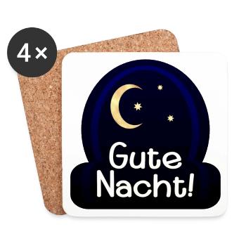 GUTE NACHT - SCHLAFEN - HALBMOND - Untersetzer (4er-Set) - Weiß - Vorne