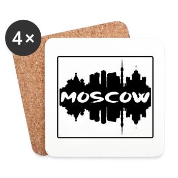 Moscow Russia Skyline Silhouette Travel Souvenir - Coasters (set of 4) - white - Front