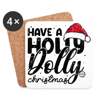 Santa Hat Script Holiday Tee - Coasters (set of 4) - white - Front
