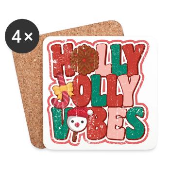 Holly Jolly Vibes - Dessous de verre (lot de 4) - blanc - Devant