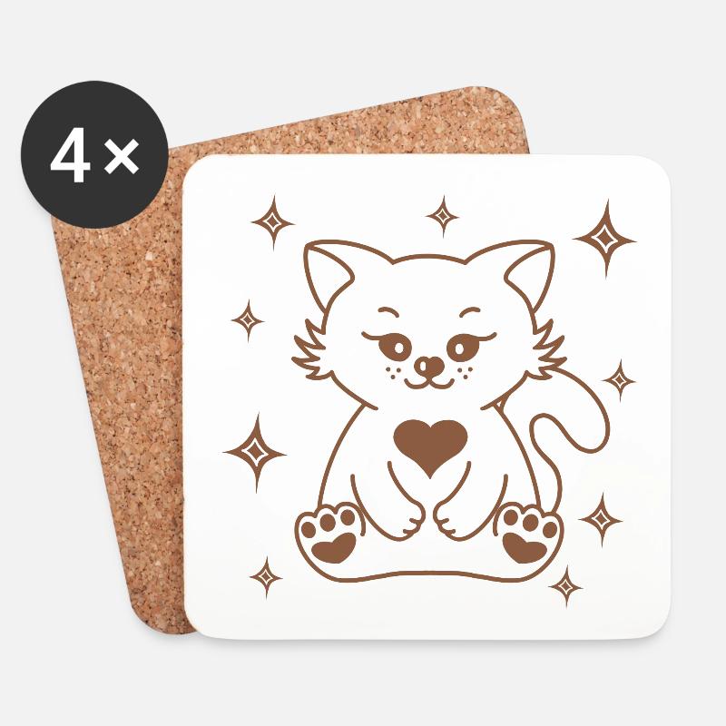lovely kitty - Untersetzer (4er-Set) - Weiß