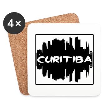 Curitiba Brazil Skyline Silhouette Travel Souvenir - Coasters (set of 4) - white - Front