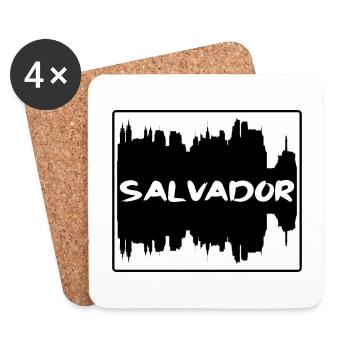 Salvador Brazil Skyline Silhouette Travel Souvenir - Coasters (set of 4) - white - Front
