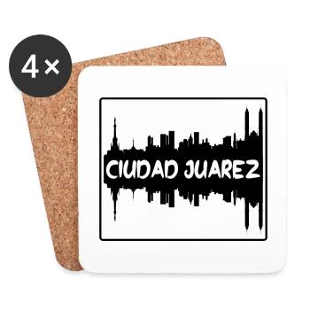 Ciudad Juarez Mexico Skyline Silhouette Travel Sou - Coasters (set of 4) - white - Front
