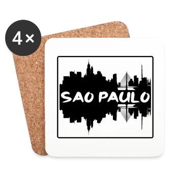 Sao Paulo Brasilien Skyline Silhouette Reise Souveni - Untersetzer (4er-Set) - Weiß - Vorne