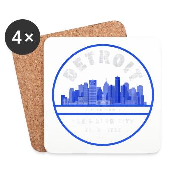 Detroit Motor City Skyline Blau - Untersetzer (4er-Set) - Weiß - Vorne