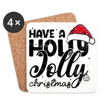 Santa Hat Minimal Graphic - Coasters (set of 4) - white - Front