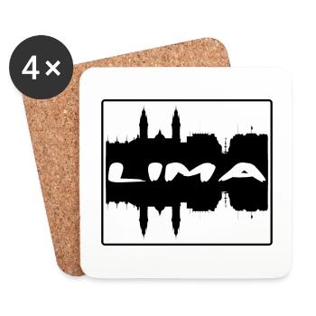Lima Peru Skyline Silhouette Travel Souvenir - Coasters (set of 4) - white - Front