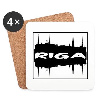 Riga Lettland Skyline Silhouette Reise Souvenir - Untersetzer (4er-Set) - Weiß - Vorne