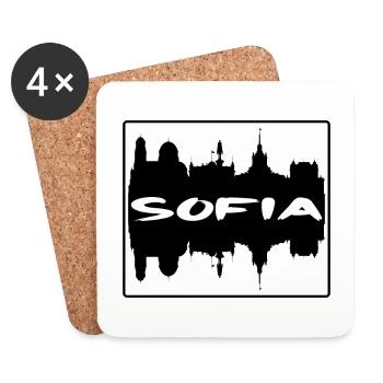 Sofia Bulgaria Skyline Silhouette Travel Souvenir - Coasters (set of 4) - white - Front