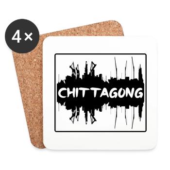 Chittagong Bangladesh Skyline Silhouette Travel So - Coasters (set of 4) - white - Front