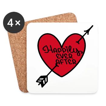 Coeur Rouge Conte Romantique - Dessous de verre (lot de 4) - blanc - Devant