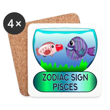 SONNENZEICHEN FISCHE - ZODIAC ASTROLOGIE - Untersetzer (4er-Set) - Weiß - Vorne