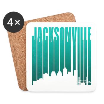 Jacksonville Skyline Vertical Typo - Untersetzer (4er-Set) - Weiß - Vorne