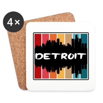 Detroit Michigan Usa Skyline Silhouette Travel Sou - Coasters (set of 4) - white - Front