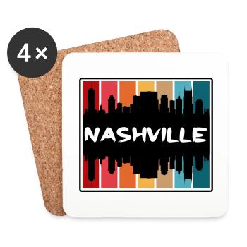 Nashville Tennessee USA Skyline Silhouette Reisen - Untersetzer (4er-Set) - Weiß - Vorne
