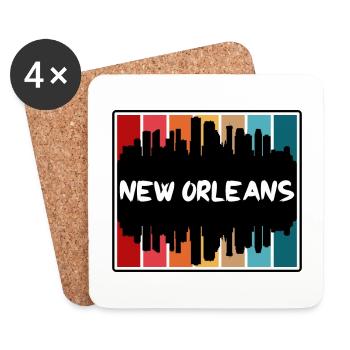 Nouvelle-Orléans Louisiane États-Unis Skyline Silhouette Trave - Dessous de verre (lot de 4) - blanc - Devant