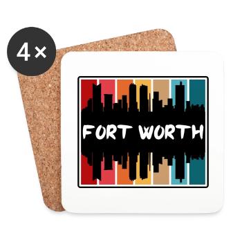 Fort Worth Texas États-Unis Skyline Silhouette Voyage Sou - Dessous de verre (lot de 4) - blanc - Devant