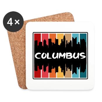 Columbus Ohio États-Unis Skyline Silhouette Travel Souven - Dessous de verre (lot de 4) - blanc - Devant