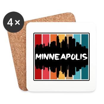 Minneapolis Minnesota États-Unis Skyline Silhouette Trave - Dessous de verre (lot de 4) - blanc - Devant