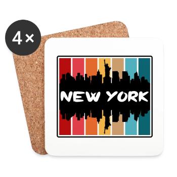 New York New York États-Unis Skyline Silhouette Voyage So - Dessous de verre (lot de 4) - blanc - Devant