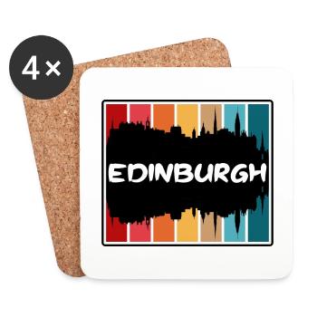 Édimbourg Écosse Skyline Silhouette Travel Souve - Dessous de verre (lot de 4) - blanc - Devant