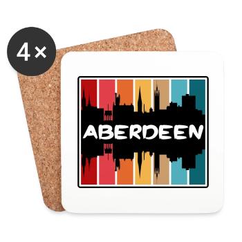 Aberdeen Écosse Skyline Silhouette Travel Souven - Dessous de verre (lot de 4) - blanc - Devant