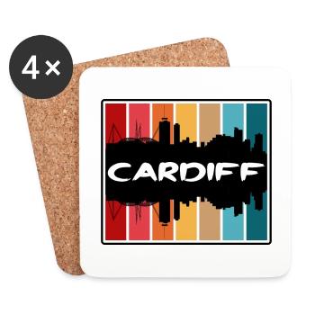 Cardiff Wales Skyline Silhouette Reisesouvenir - Untersetzer (4er-Set) - Weiß - Vorne