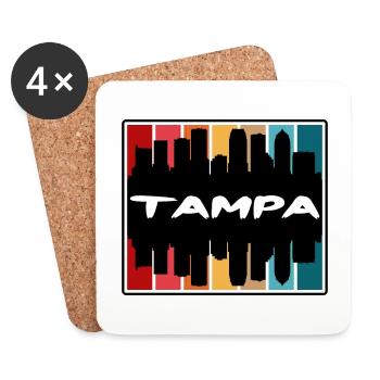 Tampa Floride États-Unis Skyline Silhouette Voyage Souven - Dessous de verre (lot de 4) - blanc - Devant