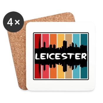 Leicester England Skyline Silhouette Travel Souven - Coasters (set of 4) - white - Front
