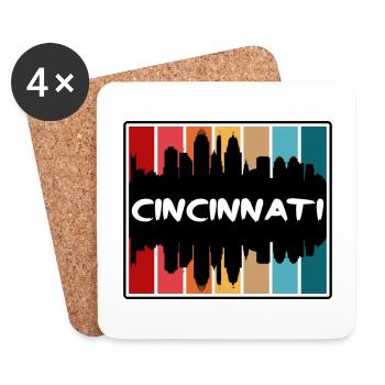 Cincinnati Ohio Usa Skyline Silhouette Travel Souv - Coasters (set of 4) - white - Front