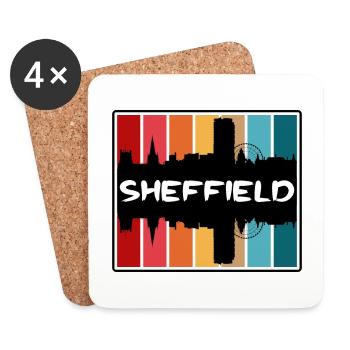 Sheffield England Skyline Silhouette Travel Souven - Coasters (set of 4) - white - Front