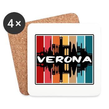Vérone Italie Skyline Silhouette Souvenir de voyage - Dessous de verre (lot de 4) - blanc - Devant