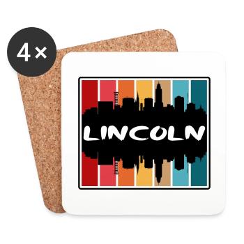 Lincoln Nebraska États-Unis Skyline Silhouette Voyage Sou - Dessous de verre (lot de 4) - blanc - Devant