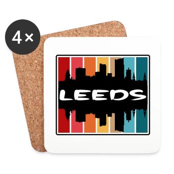 Leeds England Skyline Silhouette Travel Souvenir - Coasters (set of 4) - white - Front