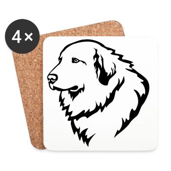 Tête de chien de montagne des Pyrénées - Dessous de verre (lot de 4) - blanc - Devant