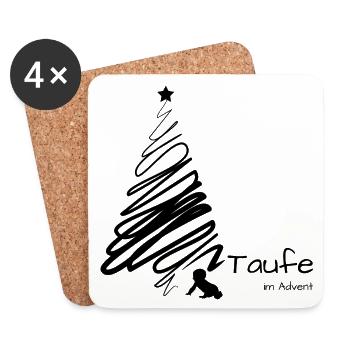 Taufe im Advent Baby krabbelt zum Weihnachtsbaum - Untersetzer (4er-Set) - Weiß - Vorne