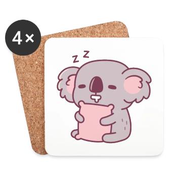 Cute Napping Koala Bear - Coasters (set of 4) - white - Front