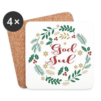 Merry Christmas T-Shirt God Jul Merry Christmas - Coasters (set of 4) - white - Front