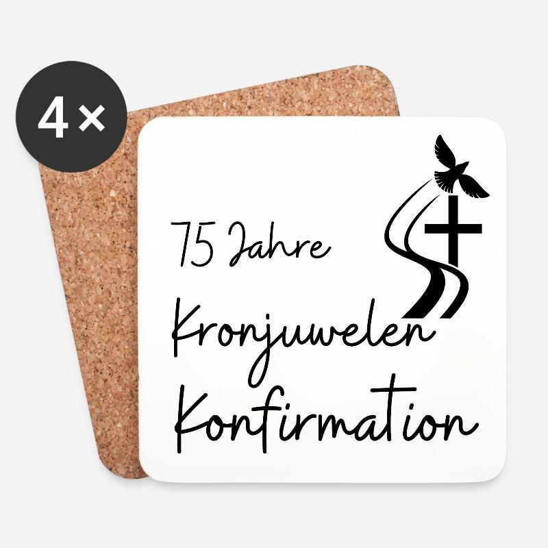 Kronjuwelen-Konfirmation 75 Jahre Jubelkonfirmatio - Untersetzer (4er-Set) - Weiß