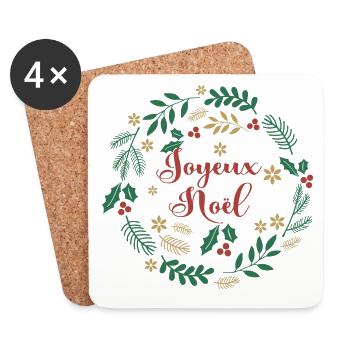 T-Shirt joyeux noel frohe Weihnachten Frohe Weihnachten - Untersetzer (4er-Set) - Weiß - Vorne