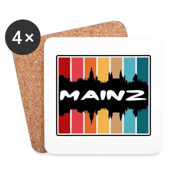 Mayence Allemagne Skyline Silhouette Souvenir de voyage - Dessous de verre (lot de 4) - blanc - Devant