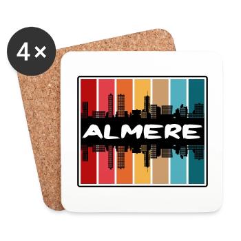 Almere Pays-Bas Skyline Silhouette Souve de voyage - Dessous de verre (lot de 4) - blanc - Devant