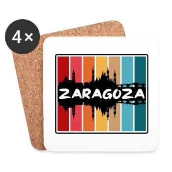 Zaragoza Spain Skyline Silhouette Travel Souvenir - Coasters (set of 4) - white - Front