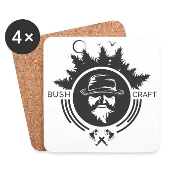 Bushcraft Nature Icon Survival Outdoor Symbol Forest - Dessous de verre (lot de 4) - blanc - Devant