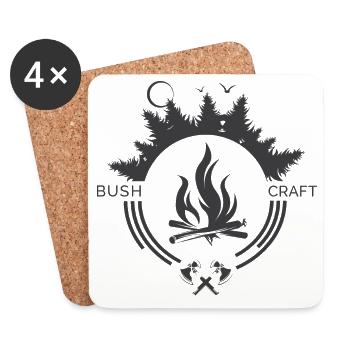 Icône de feu de camp de survie de Bushcraft - Dessous de verre (lot de 4) - blanc - Devant