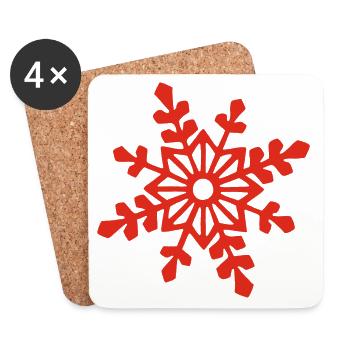 Red snowflake - Coasters (set of 4) - white - Front
