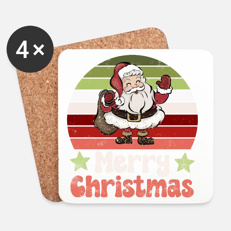 Weihnachtsmann Nikolaus Vintage Nostalgisch - Untersetzer (4er-Set) - Weiß