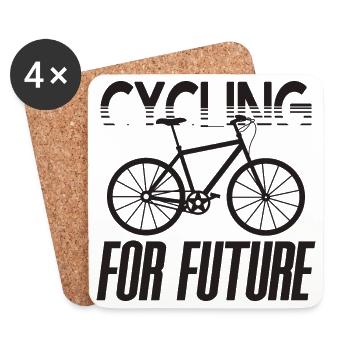 Cycling for Future cyclist climate change gift - Coasters (set of 4) - white - Front